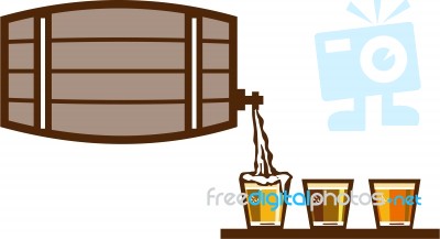 Beer Flight Keg Pouring On Glass Retro Stock Image