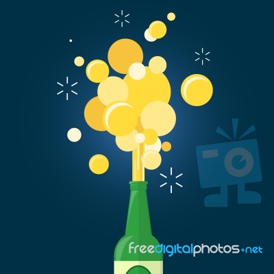 Beer Gushing From Bottle Stock Image