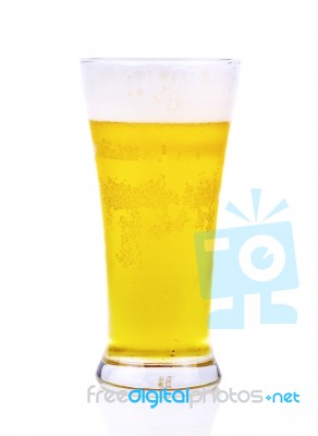 Beer In Glass Isolated On White Background Stock Photo