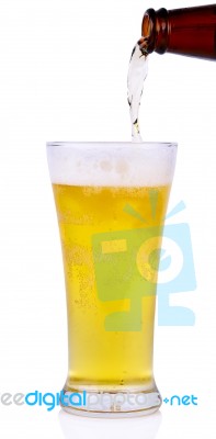 Beer Into Glass Isolated On White Background Stock Photo