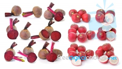 Beetroots And Radish Isolated On White Background Stock Photo