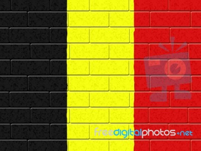 Belgian Flag Indicates Blank Space And Cement Stock Image