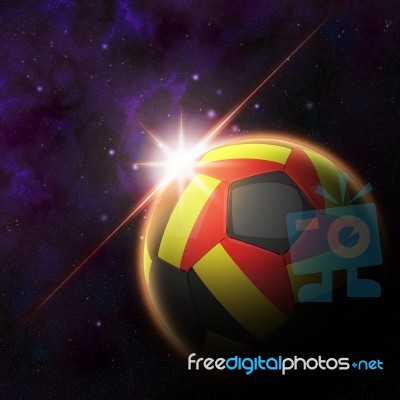 Belgium Flag On 3d Football With Rising Sun Stock Image