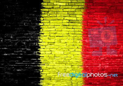 Belgium Flag Painted On Wall Stock Photo