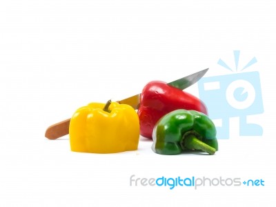 Bell Pepper Is Ingredient In A Healthy Diet On White Background Stock Photo