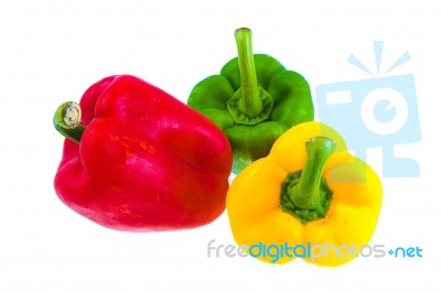 Bell Peppers Isolated On White Background Stock Photo