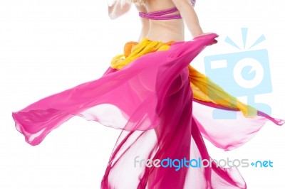 Belly Dancer In Action, Cropped Image Stock Photo