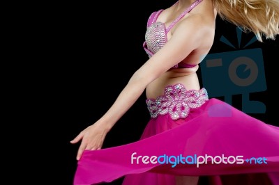 Belly Dancer In Action, Cropped Image Stock Photo