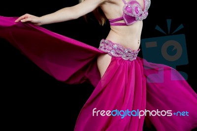 Belly Dancer In Motion, Cropped Image Stock Photo