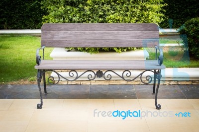 Bench Decorated In The Garden Stock Photo