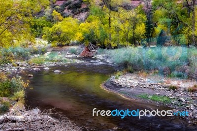 Bend In The Virgin River Stock Photo