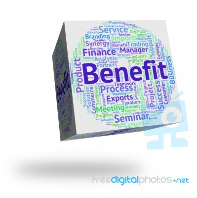 Benefit Word Shows Reward Benefits And Compensation Stock Image