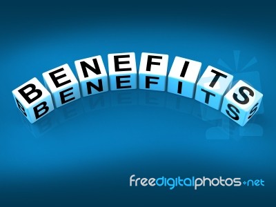 Benefits Blocks Mean Perks Awards And Merits Stock Image