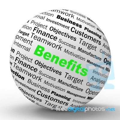 Benefits Sphere Definition Means Advantages Or Monetary Bonuses Stock Image