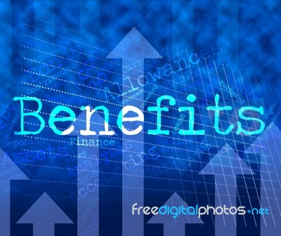 Benefits Word Indicates Reward Words And Wordcloud Stock Image