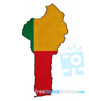 Benin Map On Benin Flag Drawing ,grunge And Retro Flag Series Stock Image