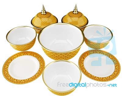 Benjarong Porcelain On White Background Stock Image