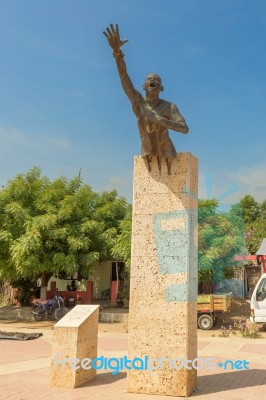 Benkos Bioho Monument In Main Square In San Basilio De Palenque Stock Photo