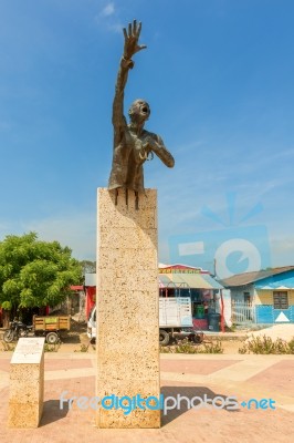 Benkos Bioho Monument In Main Square In San Basilio De Palenque Stock Photo