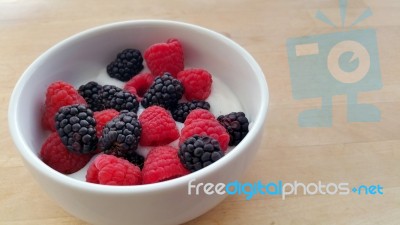 Berries & Yogurt Stock Photo