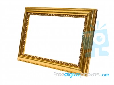 Beside Old Antique Gold Frame Isolated On White Background Stock Photo