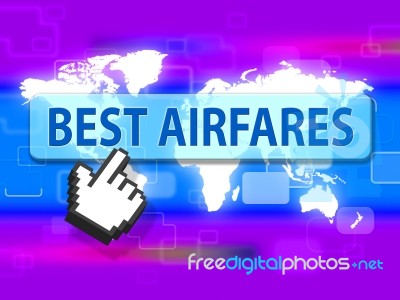 Best Airfares Represents Selling Price And Aircraft Stock Image