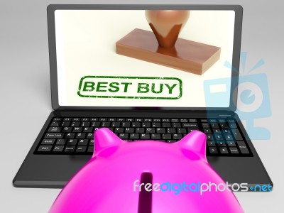 Best Buy On Laptop Showing Excellent Sale Stock Image