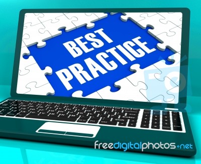 Best Practice On Laptop Showing Successful Practices Stock Image