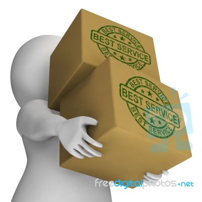 Best Service Stamp On Boxes Shows Top Customer Assistance Stock Image