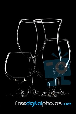 Beverage Glassware On Black Background Stock Photo