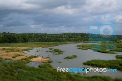 Bharatha River With Little Water Stock Photo