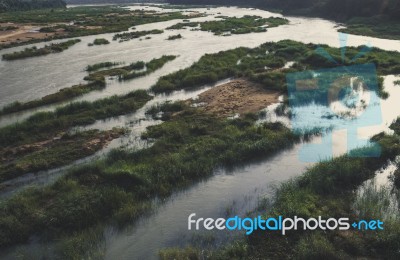 Bharatha River With Little Water Stock Photo