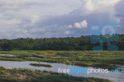 Bharatha River With Very Little Water Stock Photo