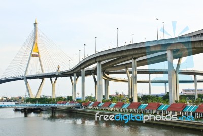 Bhumibol Bridge , Bangkok, Thailand Stock Photo