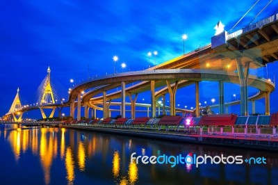 Bhumibol Suspension Bridge In Thailand Stock Photo