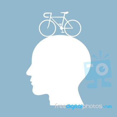 Bicycle Brain Think Man Head Stock Image