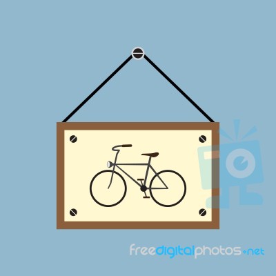 Bicycle Hanging Sign Board Stock Image