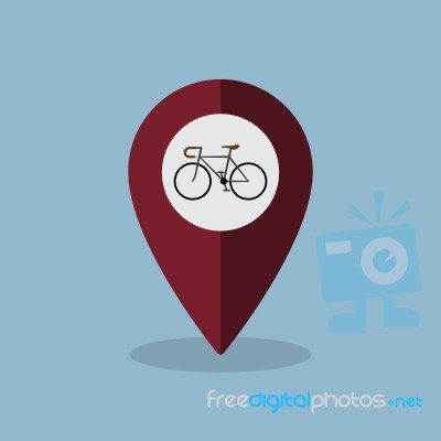 Bicycle Map Pin Stock Image