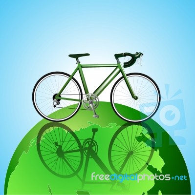 Bicycle On The Globe Ecology Background Stock Image