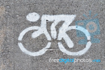 Bicycle Sign On Road Stock Photo