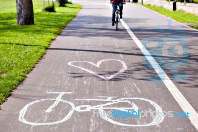 Bicycle Way In Park Stock Photo