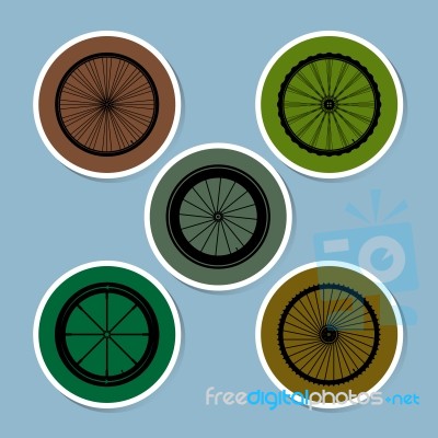 Bicycle Wheel Icon Set Stock Image