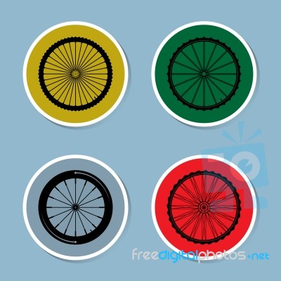 Bicycle Wheel Icon Set Stock Image