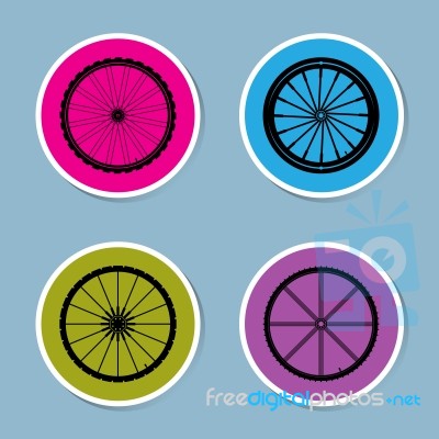 Bicycle Wheel Icon Set Stock Image