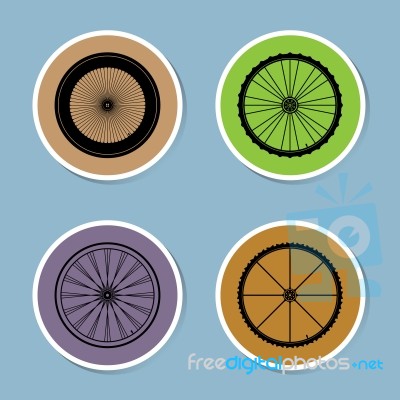 Bicycle Wheel Icon Set Stock Image