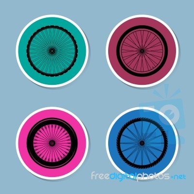 Bicycle Wheel Icon Set Stock Image