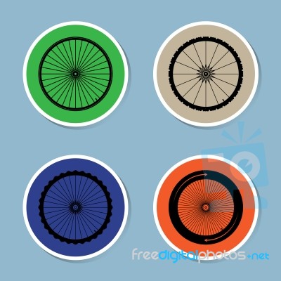 Bicycle Wheel Icon Set Stock Image