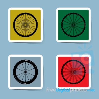 Bicycle Wheel Icon Set Stock Image