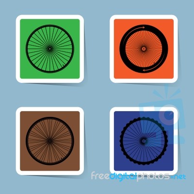 Bicycle Wheel Icon Set Stock Image