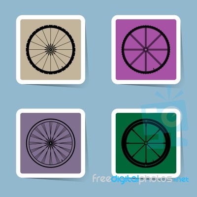 Bicycle Wheel Icon Set Stock Image